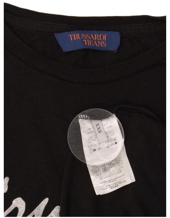TRUSSARDI JEANS Женская футболка оверсайз с рисунком Top UK 2 2XS Черный