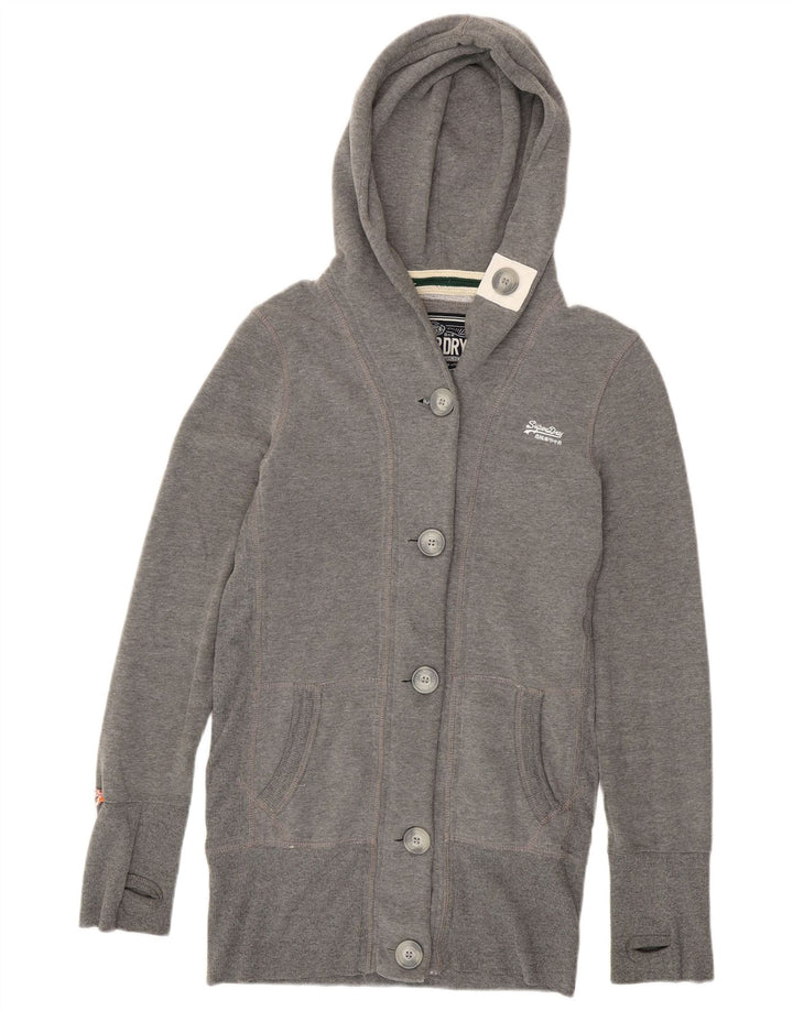 Женский спортивный костюм с капюшоном Superdry, верхняя куртка UK 14, средний серый хлопок