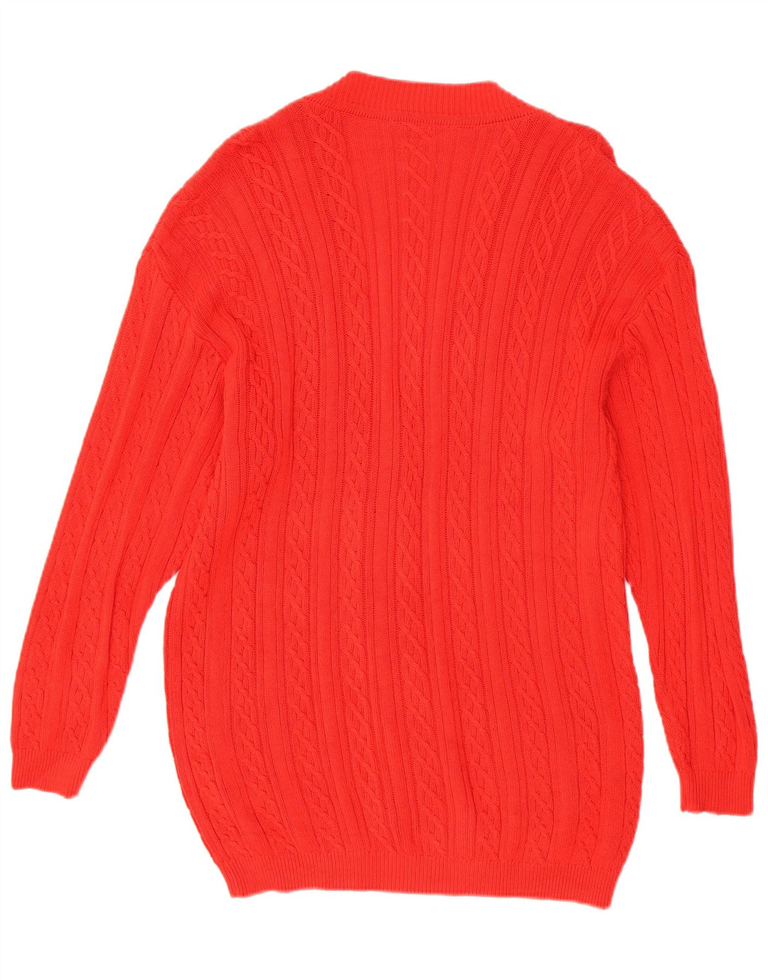 ВИНТАЖНЫЙ женский длинный длинный кардиган-свитер, размер UK 10, маленький красный, хлопок