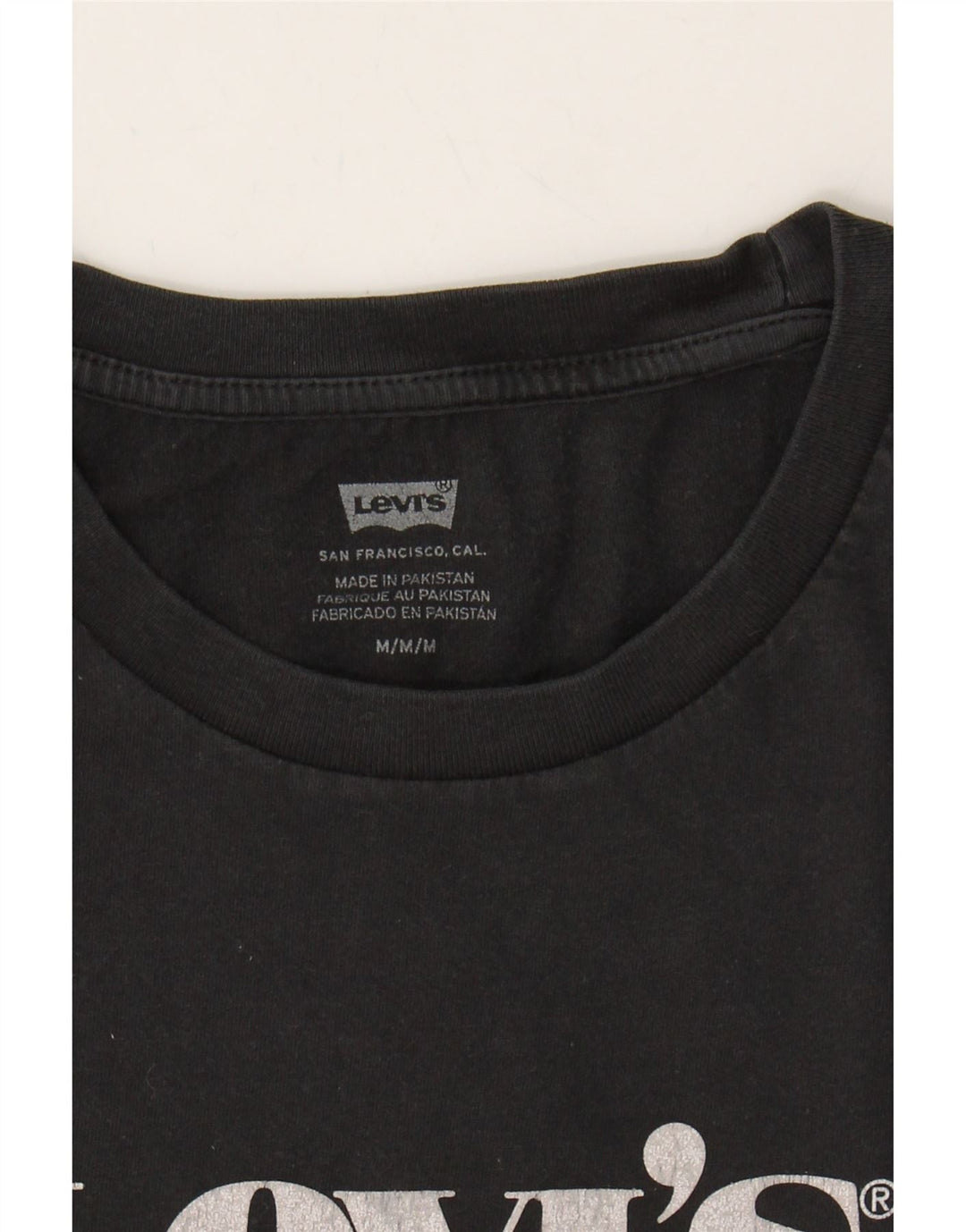 LEVI'S Womens Graphic T-Shirt Top UK 14 Medium Black Cotton Vintage Levi's and Second-Hand Levi's from Messina Hembry 