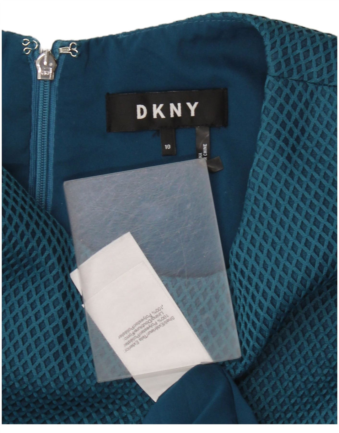 Женское платье А-силуэта без рукавов DKNY, США 10, большой синий полиэстер с геометрическим рисунком