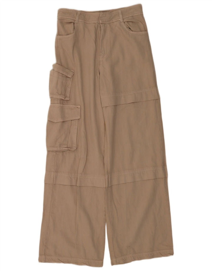 Женские широкие брюки карго Zara, маленькие W26 L33, бежевые
