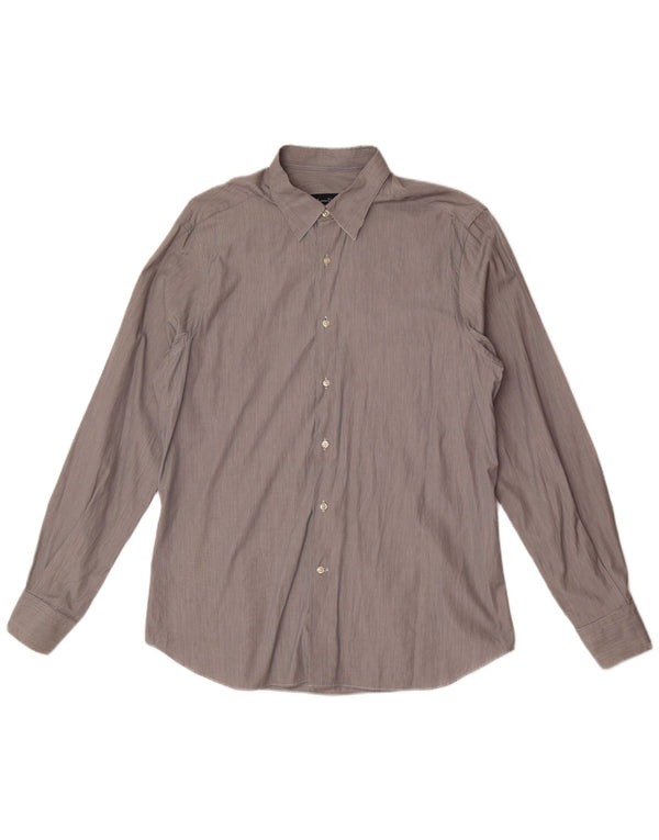 Мужская рубашка приталенного кроя Massimo Dutti XL, серая, хлопковая в тонкую полоску