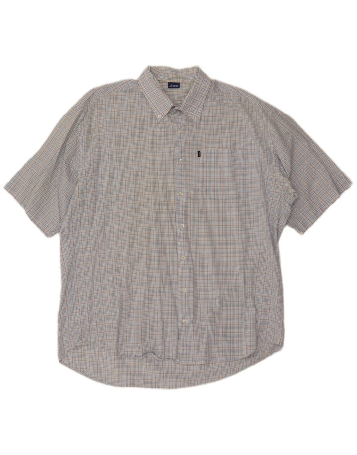 Мужская рубашка с коротким рукавом ASICS 2XL, синяя клетка, хлопок