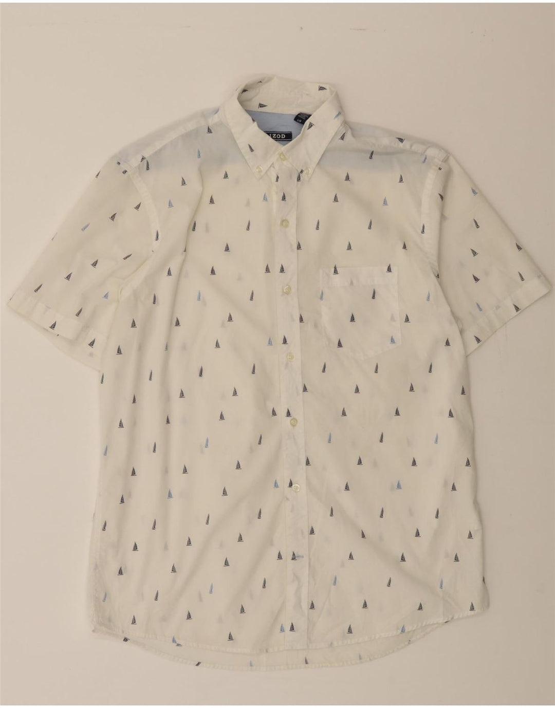 IZOD Mens Short Sleeve Shirt Large White Spotted Cotton Vintage Izod and Second-Hand Izod from Messina Hembry 