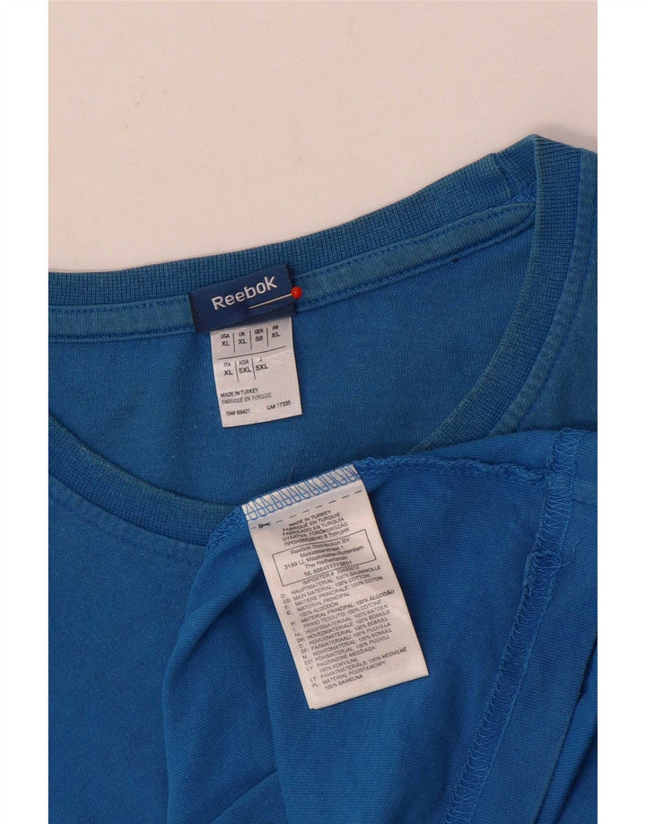 Мужская футболка с рисунком Reebok XL, синяя, хлопок