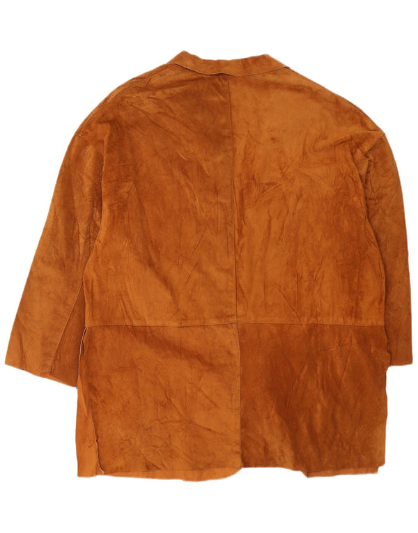 ВИНТАЖНОЕ женское замшевое пальто оверсайз UK 14, кожа среднего коричневого цвета