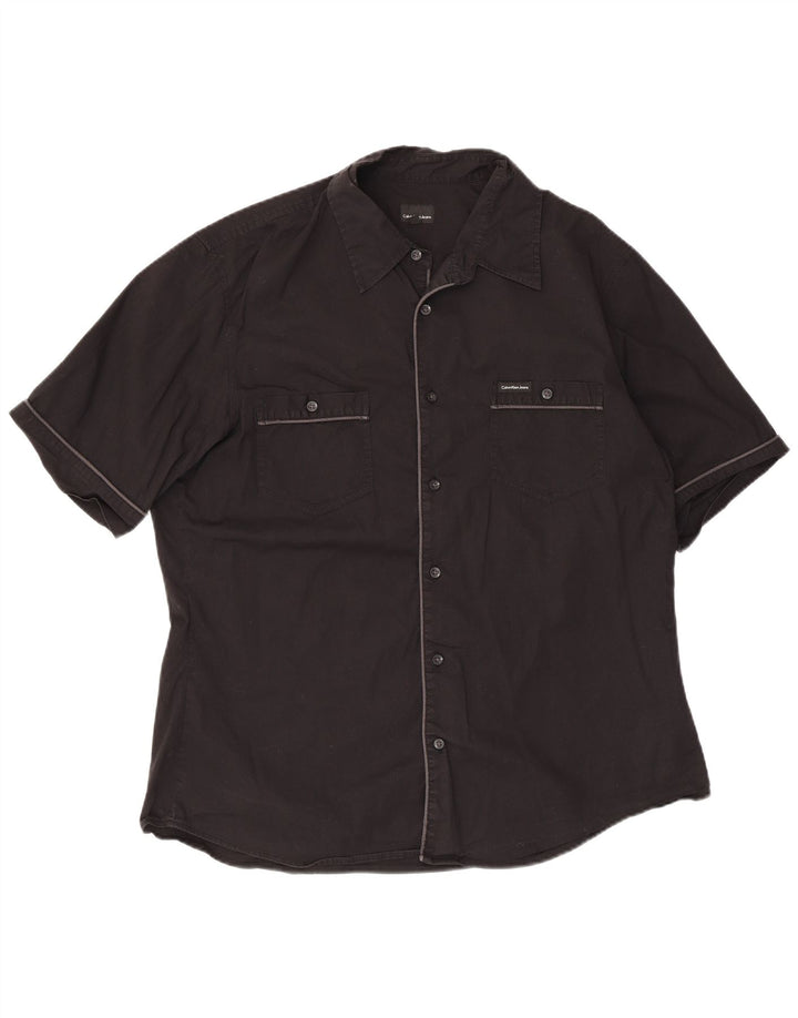 Мужская рубашка с коротким рукавом Calvin Klein Jeans 2XL, черный хлопок