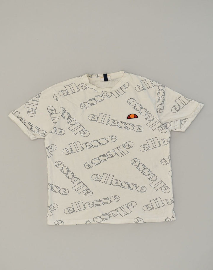 ELLESSE Womens Oversized Graphic T-Shirt Top UK 8 Small White Cotton | Vintage Ellesse | Thrift | Second-Hand Ellesse | Used Clothing | Messina Hembry 