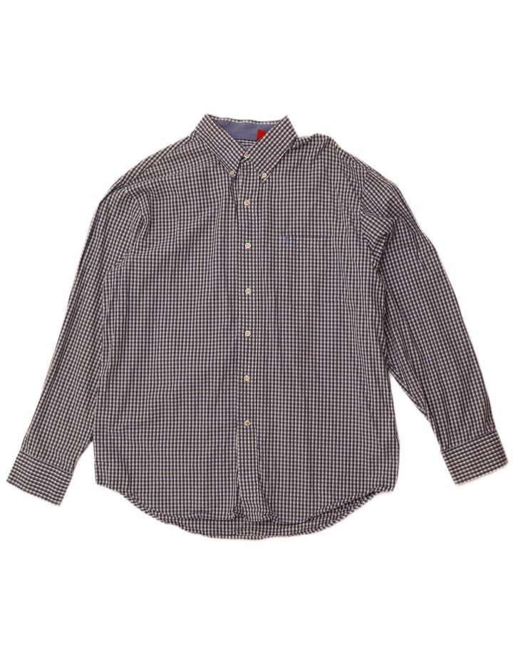 Мужская рубашка Izod в крупную синюю клетку из хлопка