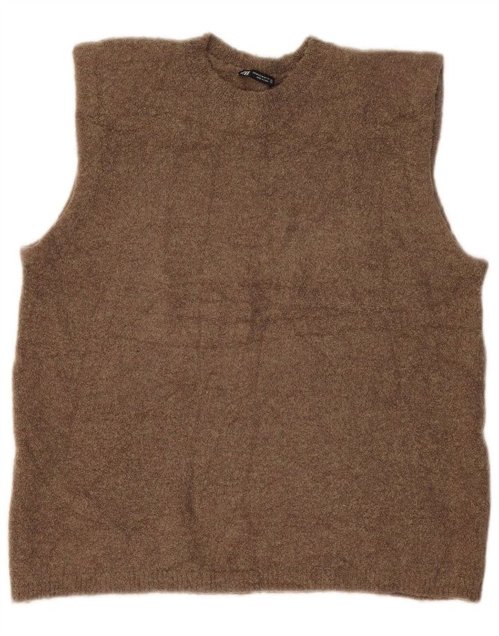 Женская майка Zara Vest UK 14, средний цвет хаки, полиамид с крапинками