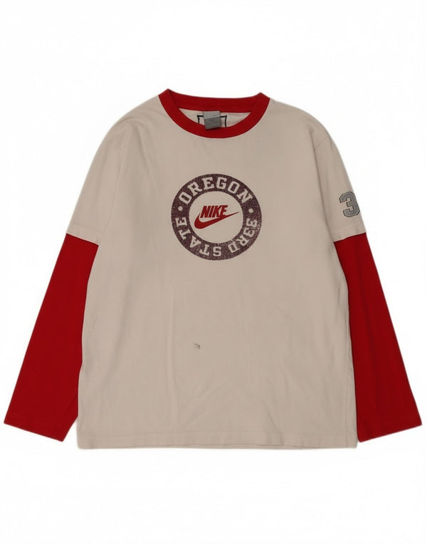 Футболка с рисунком Nike для мальчиков штата Орегон, длинный рукав, 13–14 лет, XL, белая