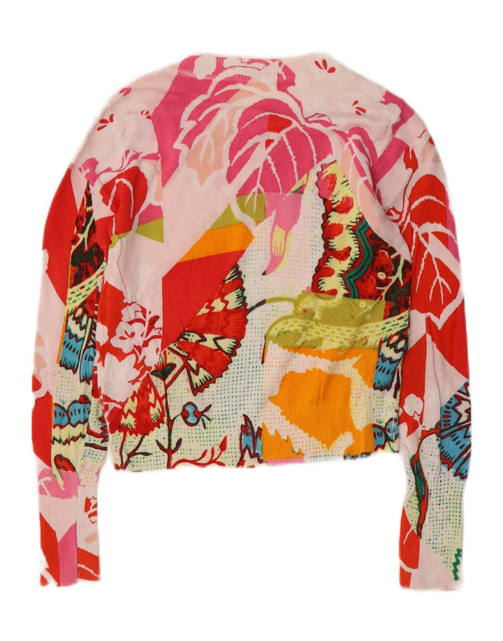 Женский джемпер с круглым вырезом Desigual, Великобритания, 10 маленьких размеров, с разноцветным цветочным принтом