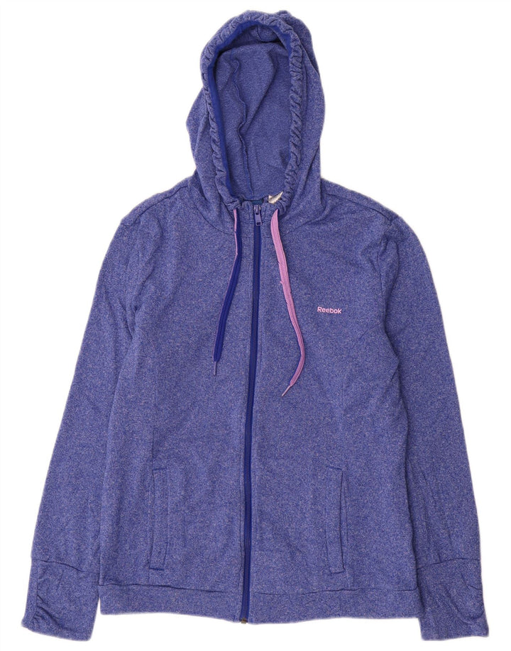 Женский свитер с капюшоном на молнии REEBOK UK 16/18, большой синий полиэстер