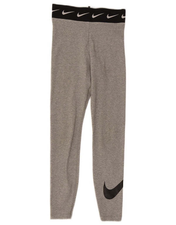 Женские леггинсы с рисунком Nike UK 4 XS, серые, хлопковые с цветными блоками