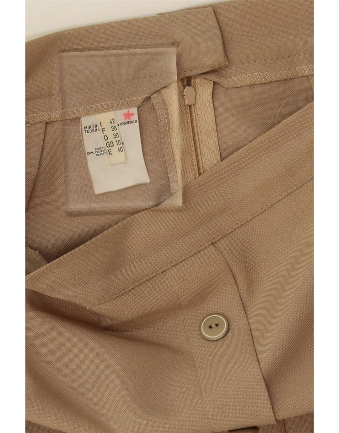 VINTAGE Womens Pencil Skirt UK 10 Small W26  Beige Polyester Vintage Vintage and Second-Hand Vintage from Messina Hembry 
