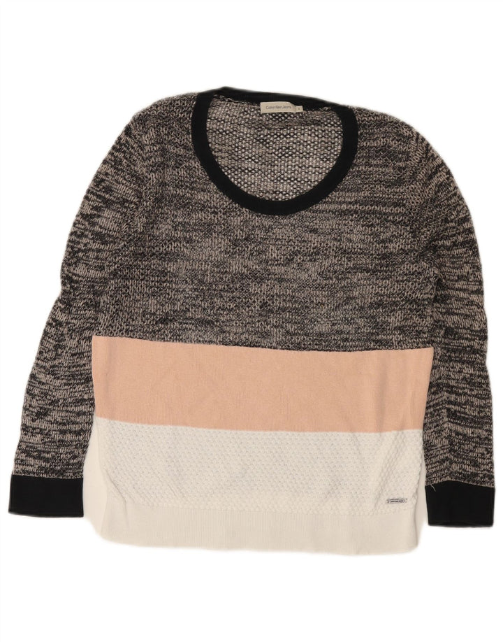 Женский джемпер с вырезом «лодочка» CALVIN KLEIN JEANS UK 10, маленький серый