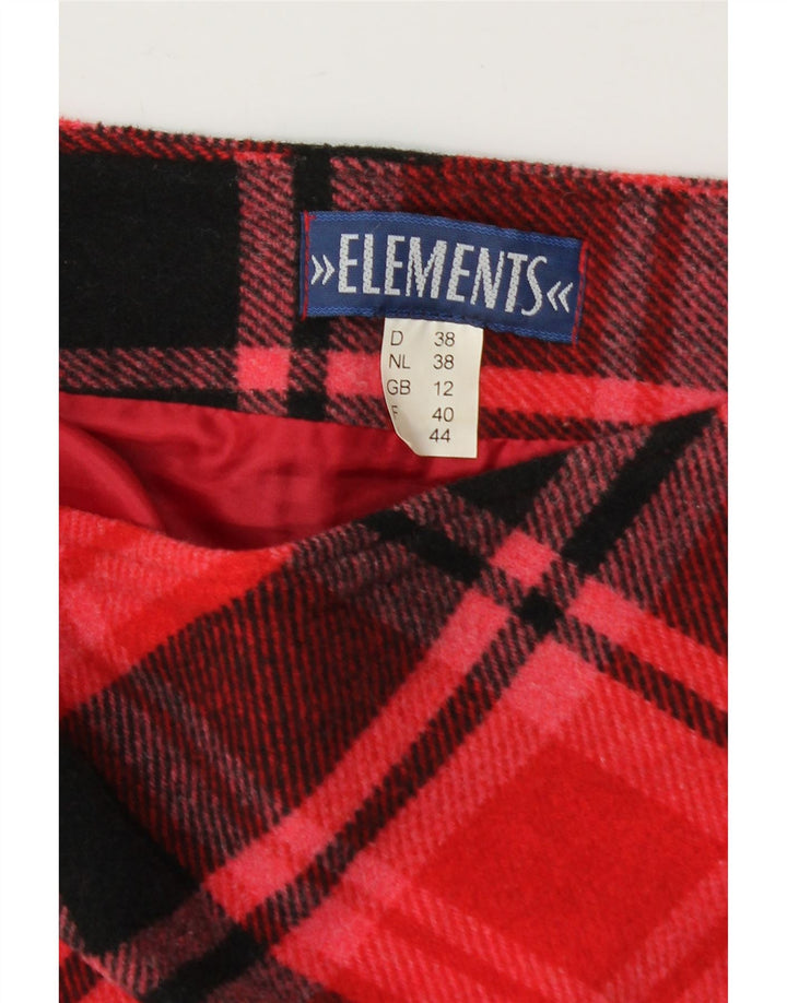 ELEMENTS Womens Straight Skirt UK 12 Medium W30 Red Plaid Polyester Vintage Elements and Second-Hand Elements from Messina Hembry 
