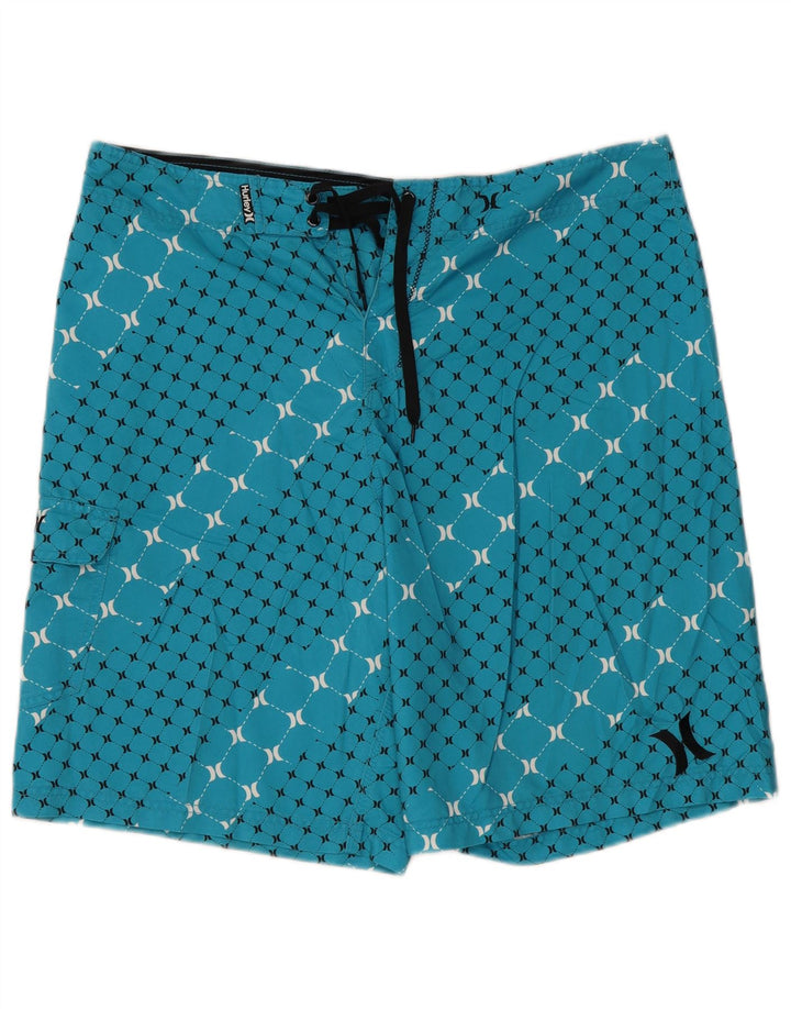 Мужские шорты для плавания Hurley XL, синие, полиэстер с геометрическим рисунком
