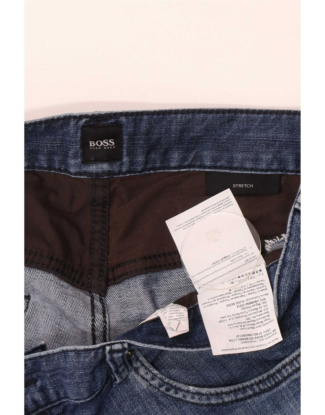 Мужские узкие джинсы-стрейч Hugo Boss W34 L32, синий хлопок