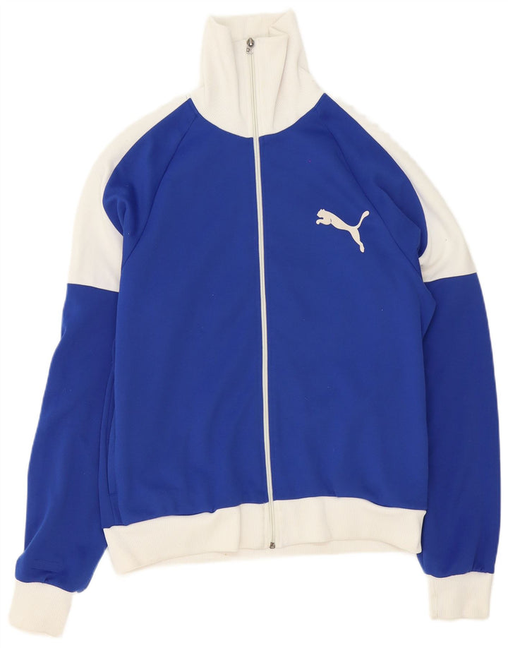 Мужской спортивный костюм Puma с графическим рисунком, верхняя куртка, средний синий полиэстер с цветными блоками