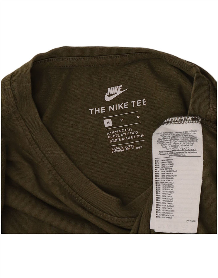 Мужская футболка спортивного кроя Nike, хлопковый топ среднего цвета хаки