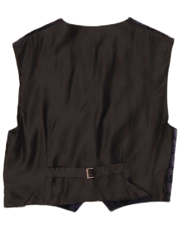 ВИНТАЖНЫЙ женский бархатный жилет с абстрактным узором, Великобритания 14, средний темно-синий