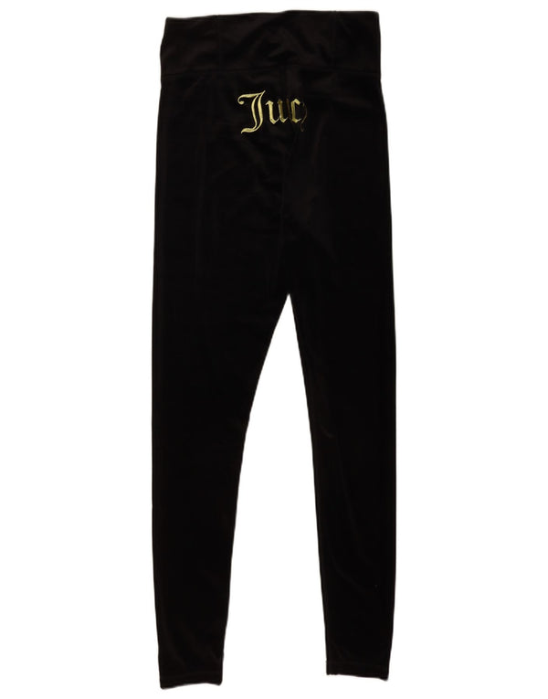 Женские велюровые леггинсы с рисунком Juicy Couture UK 12, средний черный полиэстер