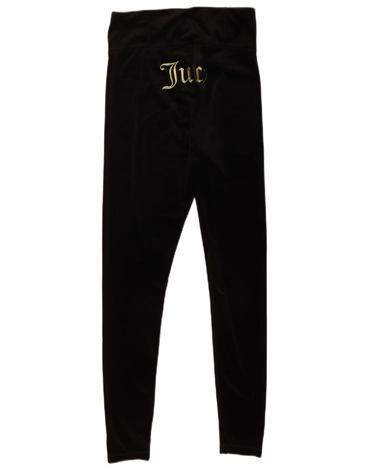 Женские велюровые леггинсы с рисунком Juicy Couture UK 12, средний черный полиэстер