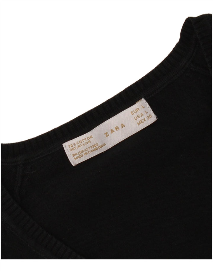 Женский джемпер с v-образным вырезом Zara UK 14, большой черный