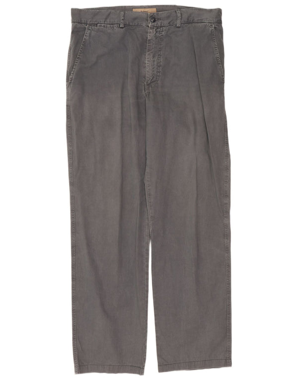 AVIREX Mens Straight Chino Trousers W34 L30 Grey Pinstripe Cotton