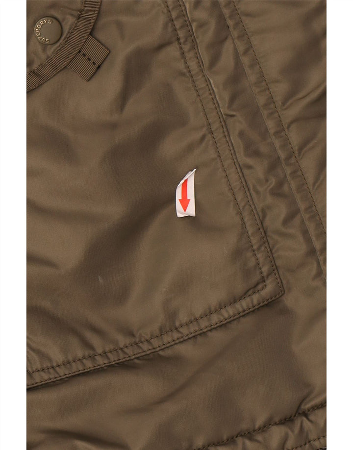 Женская парка Superdry с капюшоном UK 10, маленький зеленый полиэстер