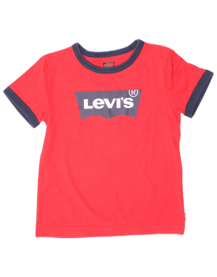 Футболка с рисунком Levi's для мальчиков 3–4 лет, красная с цветными блоками
