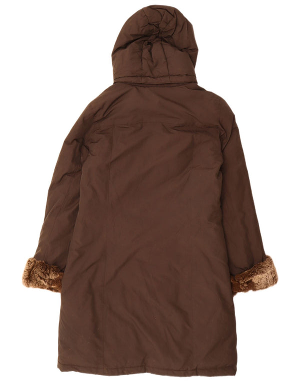 Женское стеганое пальто с капюшоном Woolrich UK 16, большой коричневый хлопок