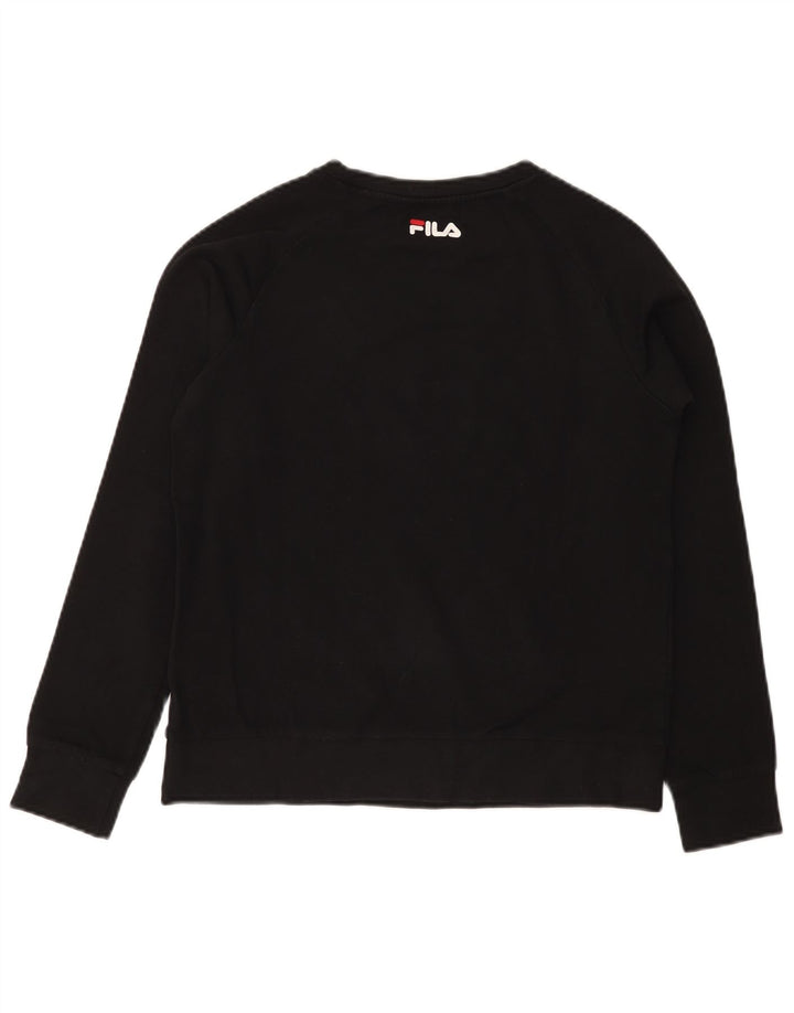 Женский свитер с рисунком FILA, размер UK 10, маленький, черный, хлопок
