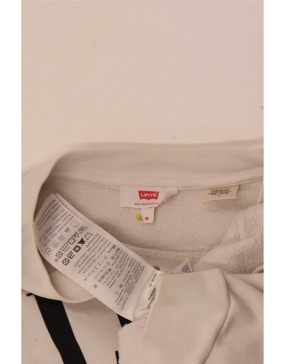 Женский укороченный свитшот оверсайз с рисунком Levi's, Великобритания 14, средний белый