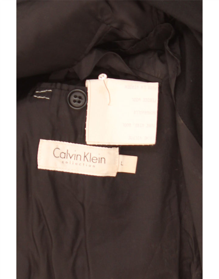 Мужской пиджак на трех пуговицах Calvin Klein UK 40, большой черный шерстяной пиджак