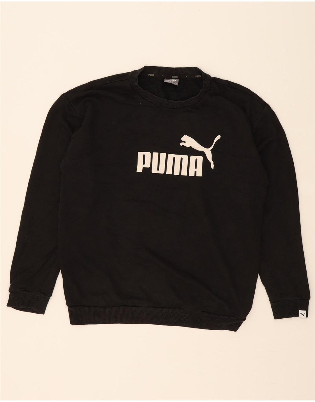 PUMA Womens Graphic Sweatshirt Jumper UK 12 Medium  Black Cotton Vintage Puma and Second-Hand Puma from Messina Hembry 