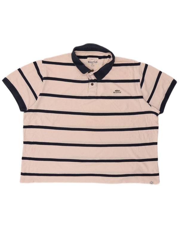 Мужская рубашка-поло для регби Weird Fish 3XL, хлопок в белую полоску