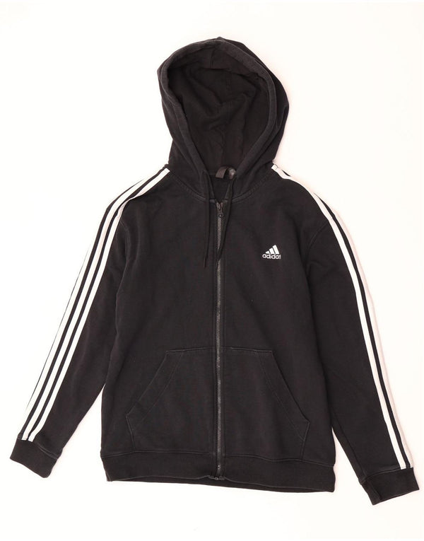 Женский свитер с капюшоном на молнии Adidas UK 12/14, средний черный, хлопок