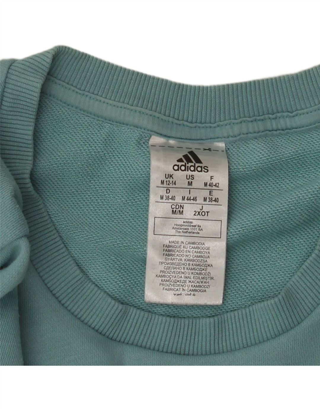 Женский свитер Adidas с рисунком, Великобритания, 12/14, средний синий, хлопок