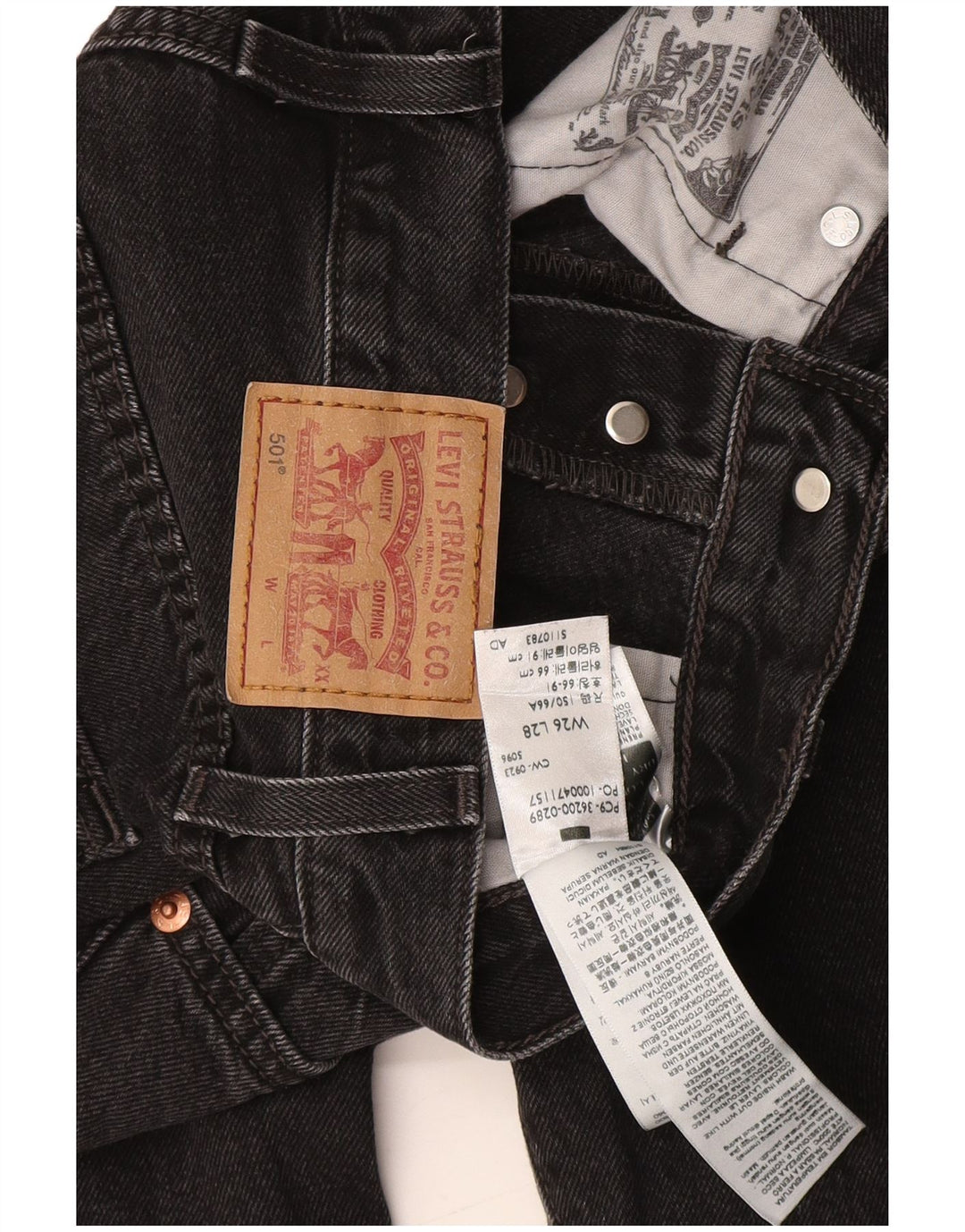 Женские прямые джинсы Levi's 501 W26 L28, черный хлопок