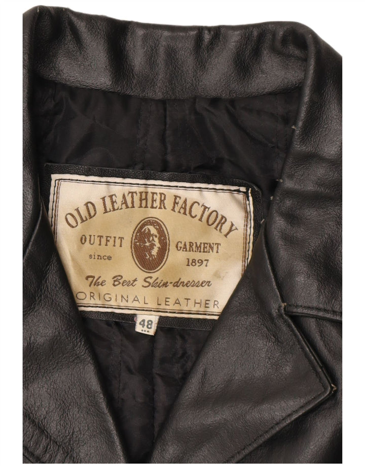 VINTAGE Женское кожаное пальто IT 48 XL Черное кожаное