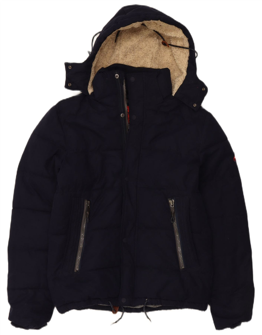 Мужская утепленная куртка с капюшоном Superdry UK 38, средний темно-синий, полиэстер