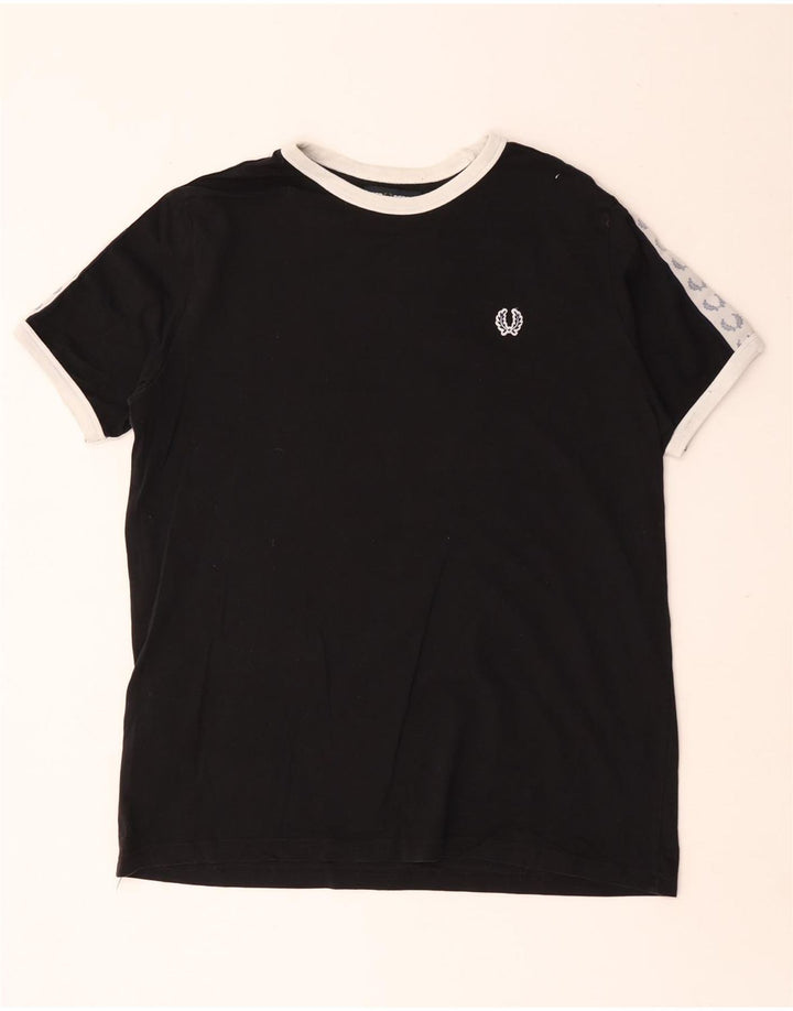 Мужская футболка с рисунком Fred Perry, средний черный, хлопок с цветными блоками