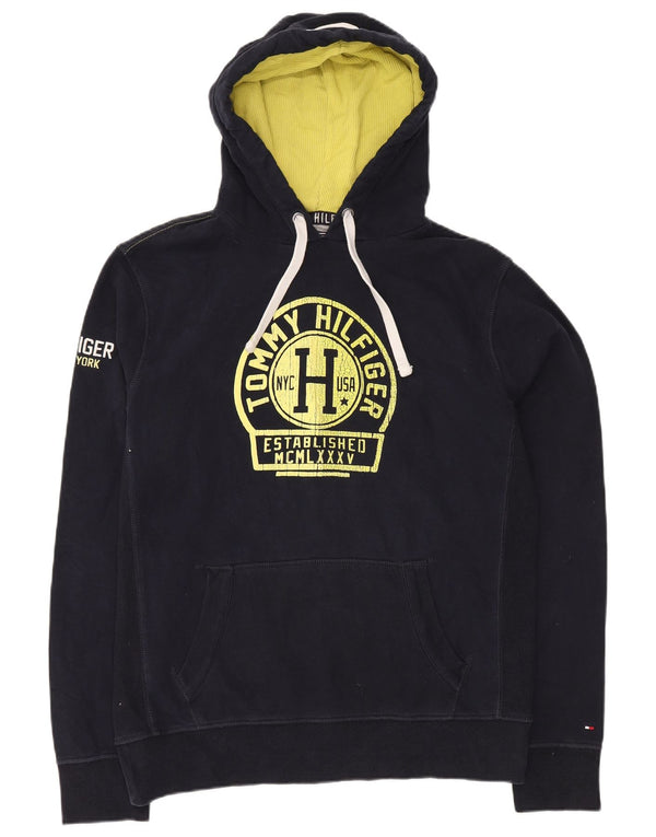 Женский джемпер с капюшоном Tommy Hilfiger в винтажном стиле, размер XL, темно-синий, хлопок