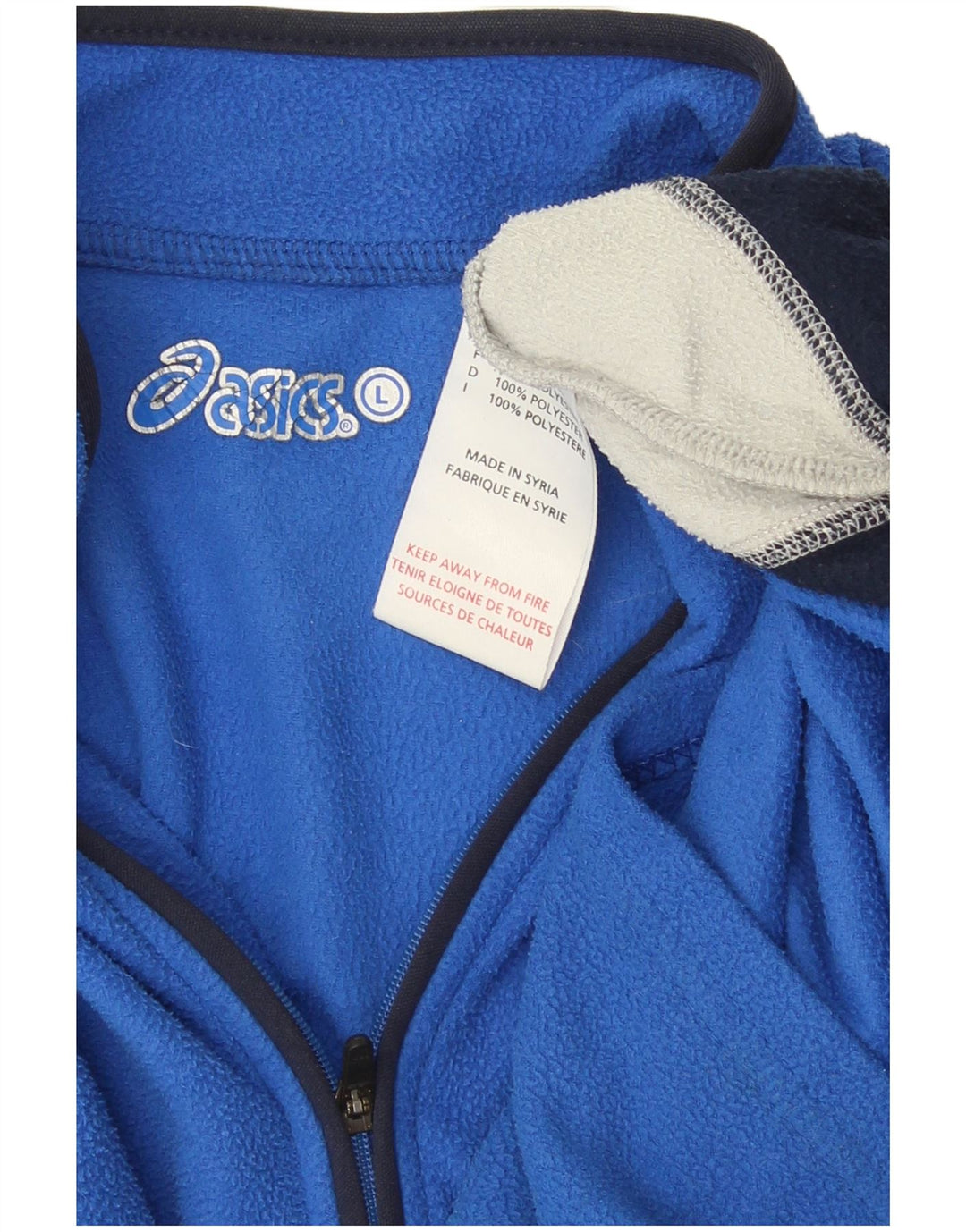 Мужской флисовый джемпер Asics с воротником на молнии, большой синий, полиэстер с цветными блоками