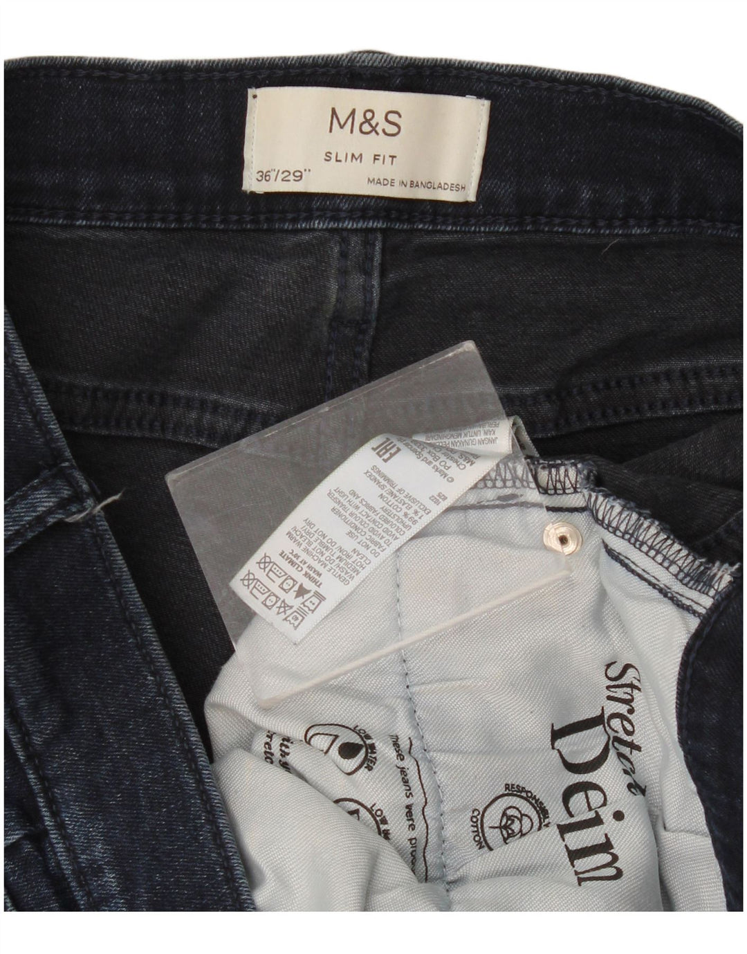 Мужские узкие джинсы Marks & Spencer W36 L29 темно-синие, хлопок