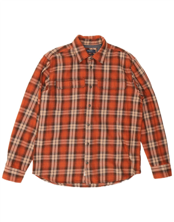 Мужская фланелевая рубашка Jack & Jones XL, оранжевая клетка, хлопок