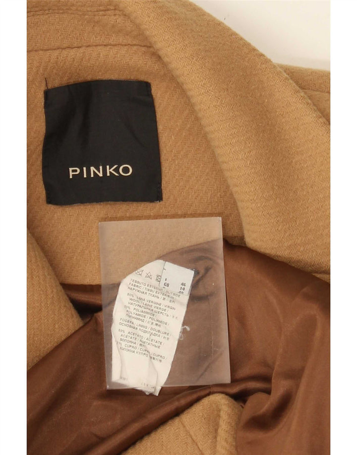 Женское пальто Pinko UK 14, большое, бежевое, шерстяное
